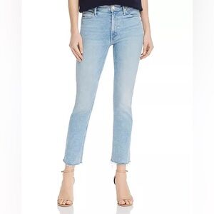 MOTHER The Dazzler Frayed Ankle Straight-Leg Jeans in Reading By The Pool 27